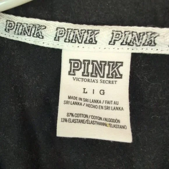 Pink by Victoria Secret Top Womens Size Large Black White Pullover Quarter Zip - Picture 2 of 6